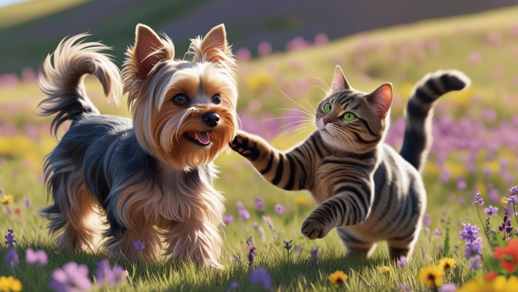 Yorkshire Terrier y gatos